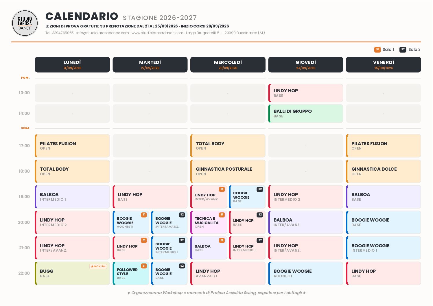 SLD Calendario Lezioni di Prova 2026-27